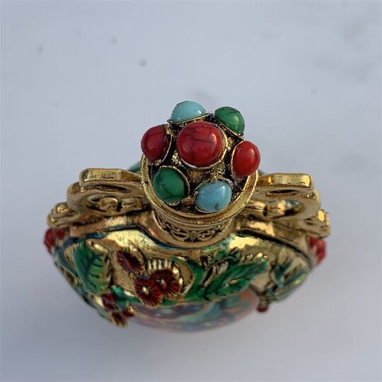 Nueva y antigua botella de rapé pintada de doble cara de cobre puro, botella de rapé luminosa Kirin, artículos antiguos, juego para fumar, regalo de alta gama