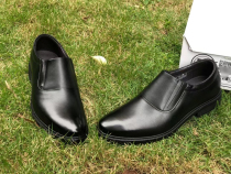 Job Suit Leather Shoes Pure Black Cover Foot Positive Dress Business Casual Wear Wear Men Leather Shoes Anti Slip Low Help