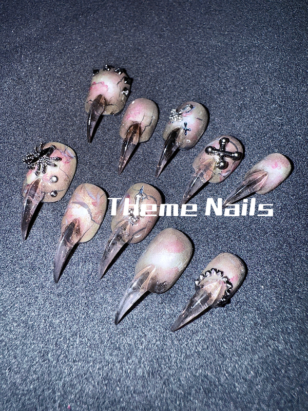 Theme Original Design Dark Gothic Style Kitten Claw Handmade Wearable Nails with Two Types of Cracks, See Detailed Pictures