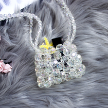 Sparkling mini pocket pearl bag handwoven dumpling bag beaded finished crystal color running bag diagonal bag