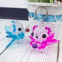 Handmade beaded animal finished mobile phone pendant DIY beaded material bag childrens toy angel bear bag hanging decoration