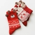 Giáng sinh sock 3 cặp hộp quà mùa thu và mùa đông nữ dễ thương phim hoạt hình bông tuyết bông tuyết năm mới vớ đỏ ống để giữ ấm