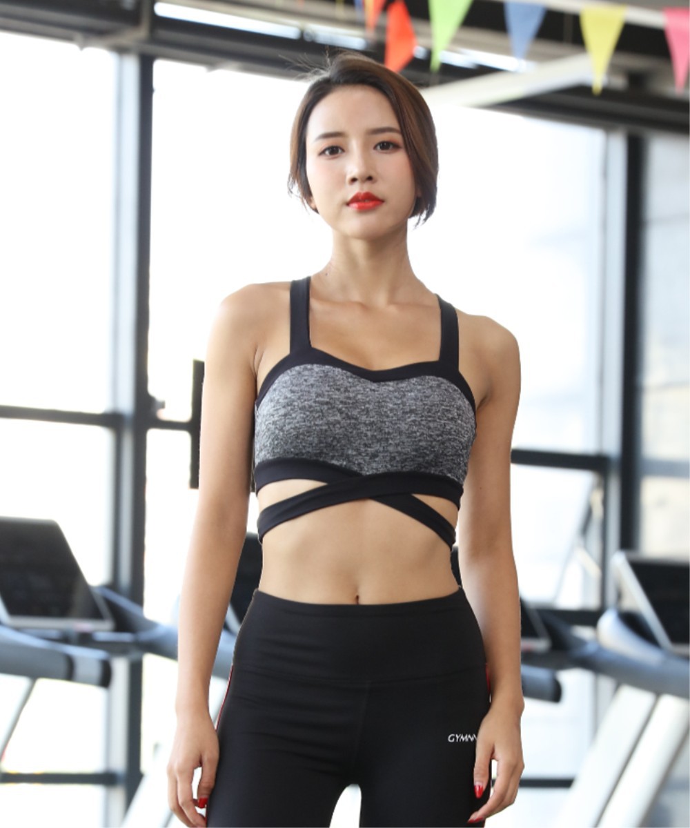 Thể hình chạy bộ chuyên nghiệp tập hợp hình dạng cường độ cao chống sốc chéo vẻ đẹp vest phong cách thể thao áo ngực nhanh khô đồ lót nữ - Đồ lót thể thao ao tap gym