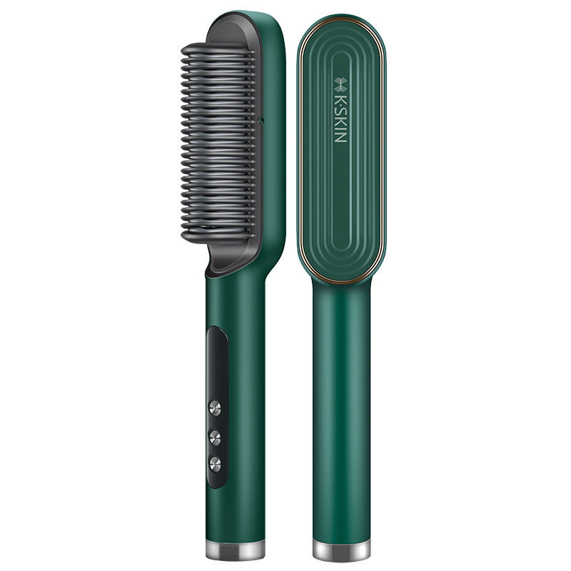 Golden Rice Hair Straightening Comb Kd380K Negative Ion Straightening Magic Tool Non-Damaging Electric Hair Straightener Curling Iron Hair Clip Export Factory