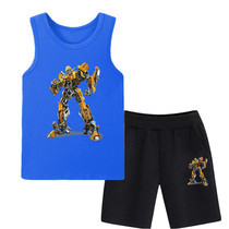 Boys set summer 2020 new kids summer cotton vest sleeveless thin top shorts two pieces