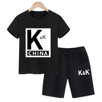 Boys Summer Dress Set Black Zhongda Childrens Large Size Clothes Childrens Short Sleeve Summer Shorts Loose 12-15 Year Old Childrens Clothing