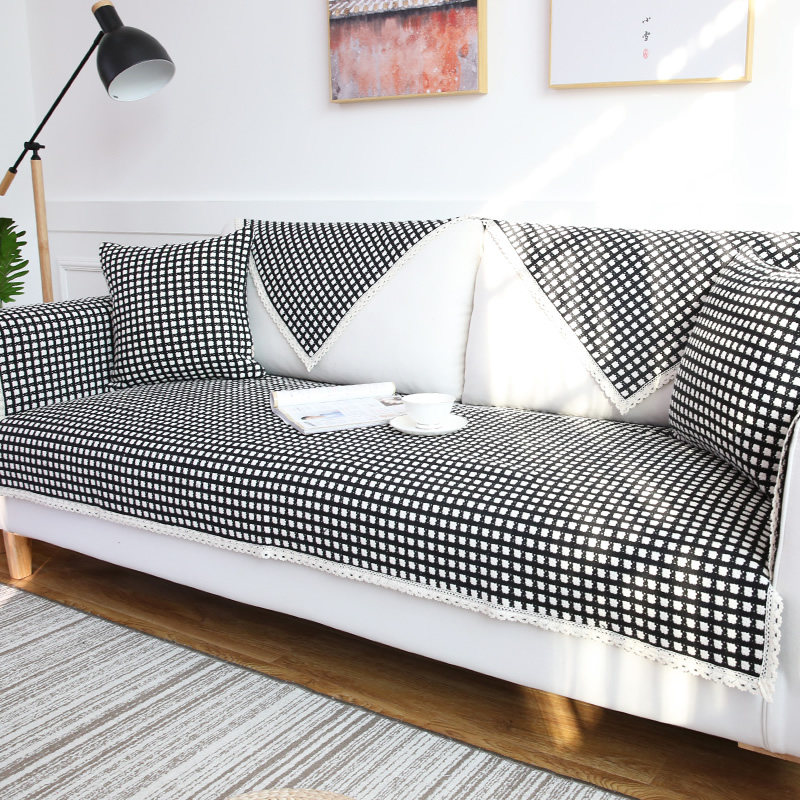 Cotton Hemp Sofa Mat All Season Cloth Art Anti Slip Universal Linen Solid Linen modern sofa cover towel set for full cover