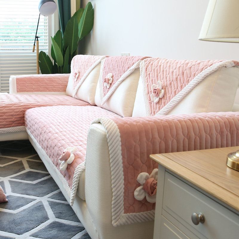 Plush Sofa Cushion Four Seasons Minimalist Modern Fabric Anti Slip Universal Full Cover Domestic Winter Thickened Sofa Cover Scarves