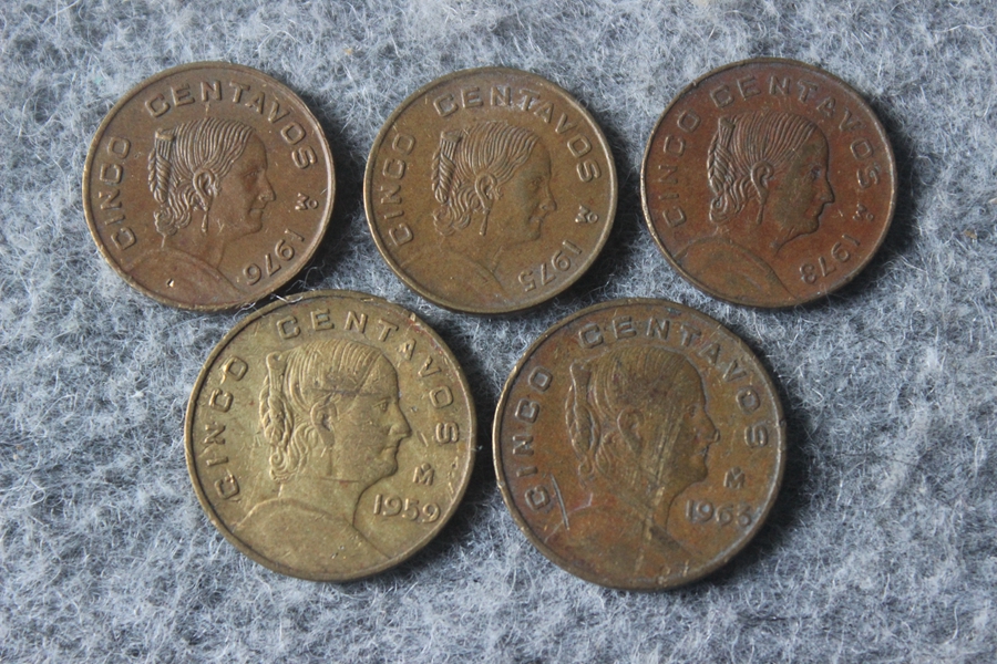 Mexico old copper 1959 1959 1963 1973 1975 1976 1976 different 5 pass Z1 11-Taobao