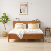 Solid wood bed Nordic minimalist cherry wood 15m single bed Japanese style 18m master bedroom double bed white oak furniture