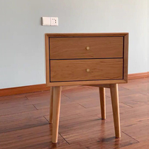 Nordic minimalist solid wood cherry wood bedside table storage cabinet simple modern white oak small locker bedroom furniture