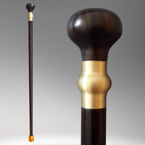 Round head solid wood mahogany crutch cane old man non-slip ebony crutch Wooden civilization stick Civilization stick mountaineering stick