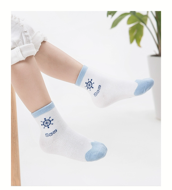 Nếu vớ cotton trẻ em bé trai vớ ngắn 3-5-7-9 tuổi Vớ trẻ em mùa thu vớ thể thao vớ cotton tất cao cổ cho bé gái