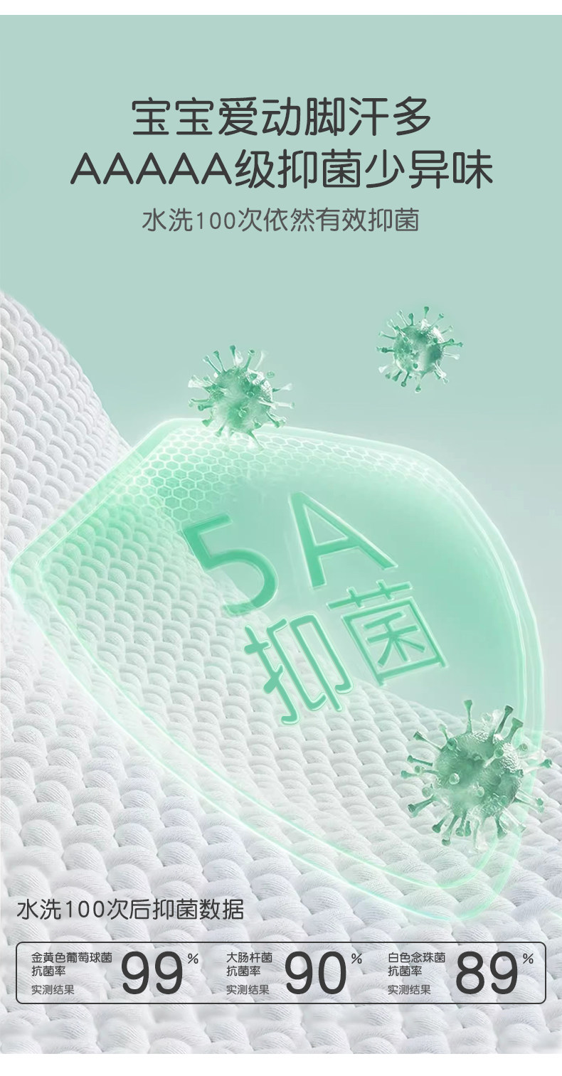 儿童袜子男童春夏季薄款纯棉透气防臭网眼运动学生袜无骨中筒白色 — 7