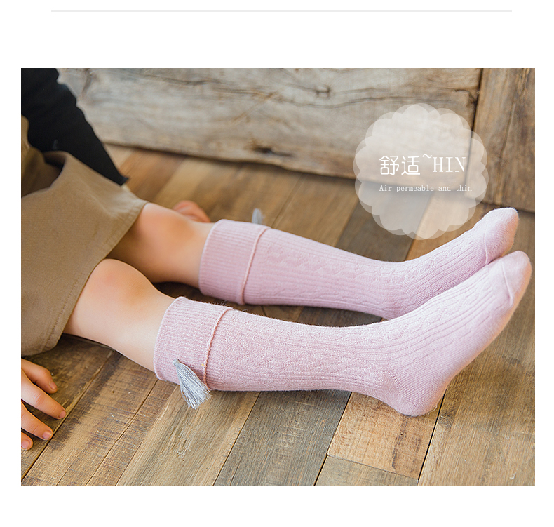 Mùa xuân New Children Bít tất Cô gái Cotton Flanging Cọc vớ 1-3-5-8 tuổi Nữ bé kẹo bông vớ Mùa xuân và mùa hè mỏng tất đùi