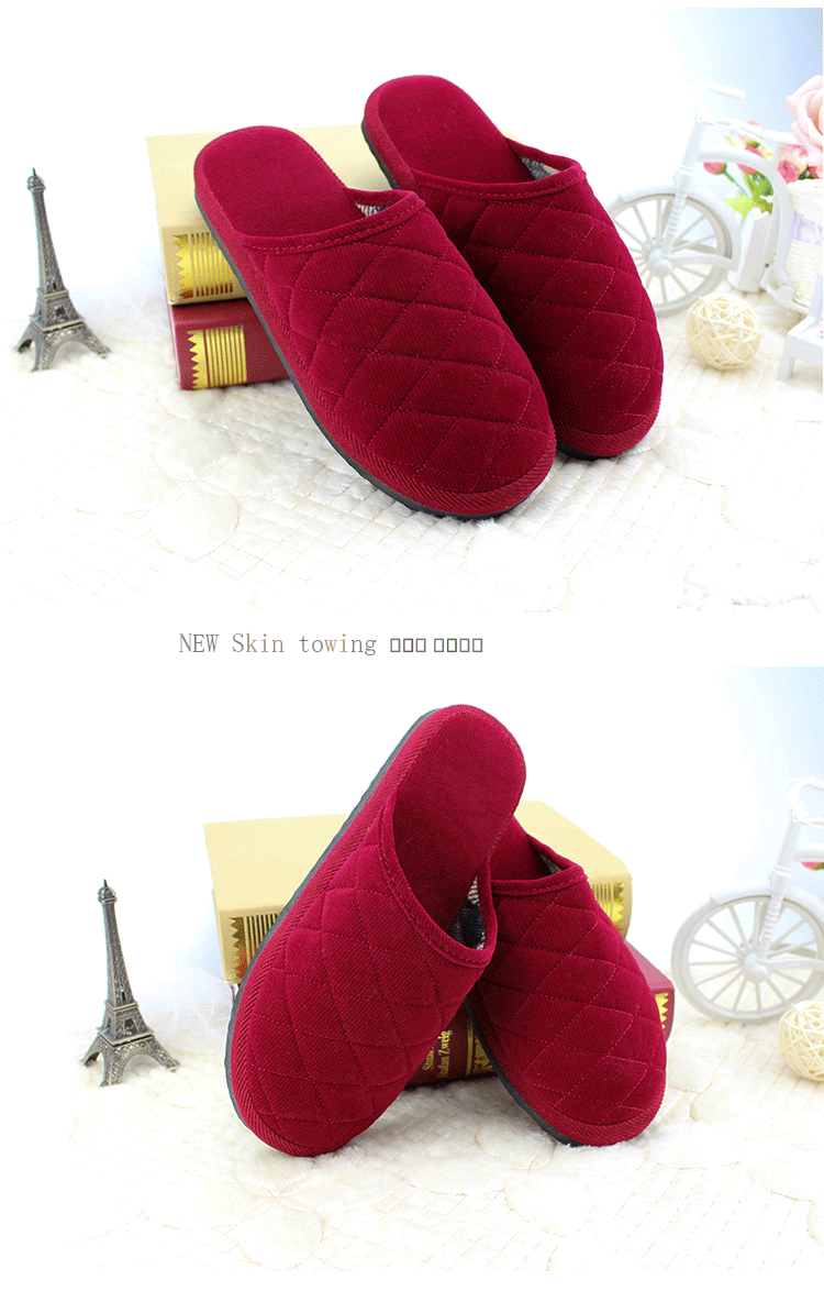 Mùa thu và mùa đông dép cotton màu đơn giản nữ chống trượt phiên bản Hàn Quốc của ngôi nhà đáng yêu trong nhà ấm áp đôi dép nam sang trọng sandal nữ đế cao