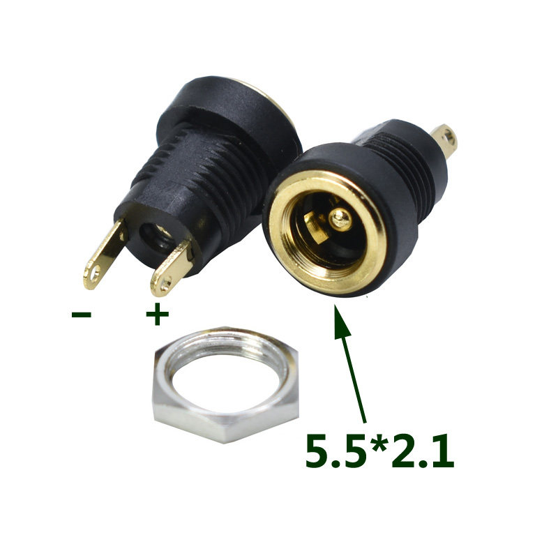 DC power socket DC-022B gold plated 5 5 * 2 1mm DC current female socket waterproof cap waterproof plug