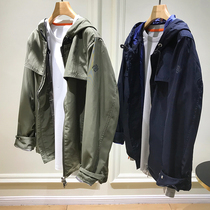 Mens high-end ready-to-wear~Classic hooded hem drawstring casual jacket jacket 2021 spring new 8887