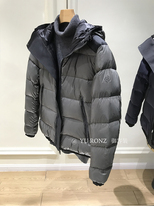 Gentlemans ready-to-wear~White goose down hot glue lapel neat and simple hooded goose down jacket down jacket 9652