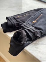 The owner recommends warm plus velvet~fashionable all-match smooth soft drawstring waist drawstring sweatpants sweatpants 9557