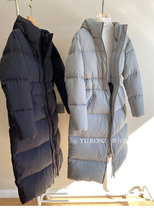 Two straight tube super soft long knee matte 90 standard white goose down solid color hooded down jacket female winter 9717
