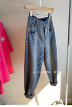 2021 spring new ~ cone radish pants retro wash blue fashion Joker cotton 9 jeans 9858