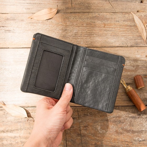 Genuine leather wallet men's short vertical style soft handmade men's wallet young women's first layer cowhide retro ultra-thin wallet