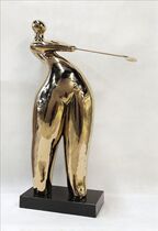 Mirror electroplating rose gold stainless steel golf figure sculpture ornament factory direct sales pure hand forged hotel