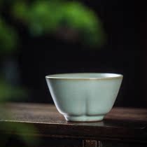 Common goods Artisanal Ru Kiln Master Single Cup ceramic Tea drinking cup Tea Jingdezhen Dzhen Ru porcelain Gongfu Tea with Jingsiu Cup