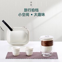 Buntian travel suit a pot of two glasses of ceramic glass anti-burn quick guest cup outdoor bubble teapot personal day tea set