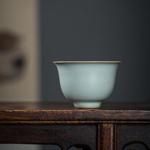 Common Pint Tea Ware Hand-Raised Ru Porcelain Pint Cup Ceramic Ice Cracked Glaze Masters Cup Retro Pure Color Admiralty Cup