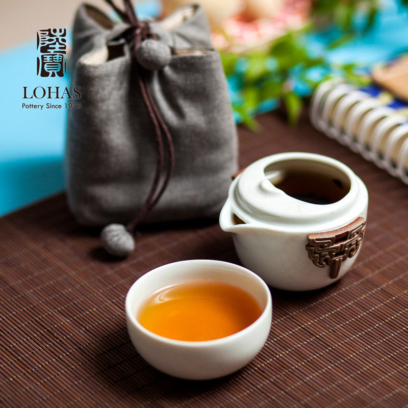 Lubao Express Guest Cup Camping Ceramics Day Style Single Travel Tea Set Outdoor Portable Packaging With Happiness Portable