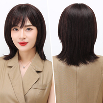 Wig hair set female short hair net red long hair real hair silk temperament face Yang Zi same hairstyle natural full head cover