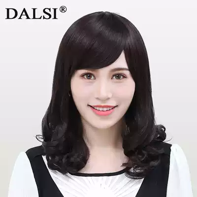 Wig female short hair mother fashion long curly hair big wave real hair middle-aged and elderly wig natural fluffy wig set