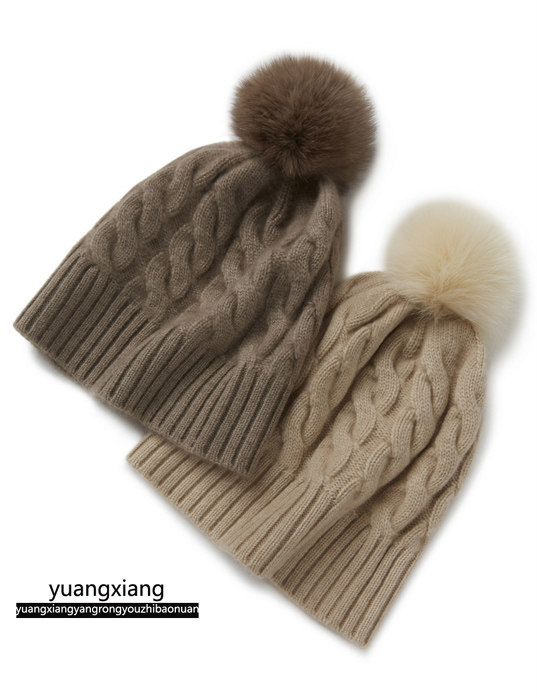 Cashmere hat men and women Extravagant Thickening Caps Winter Warm Lock Chains Twist Flowers Design Knit Fox Fur Hat