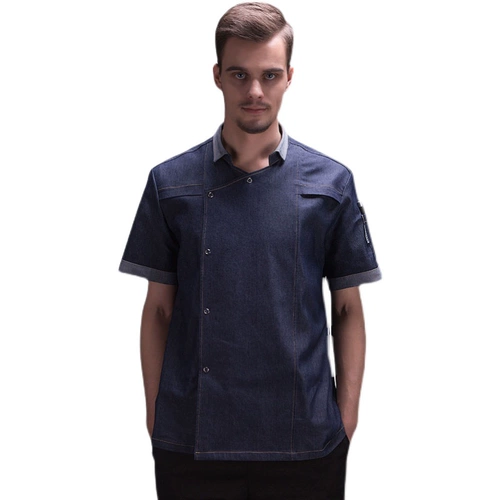 Кухня Lele Brand Kitchen Men and Women Chefs Work Одежда короткая джинсовая джинсовая половина