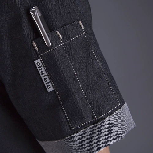 Кухня Lele Brand Kitchen Men and Women Chefs Work Одежда короткая джинсовая джинсовая половина