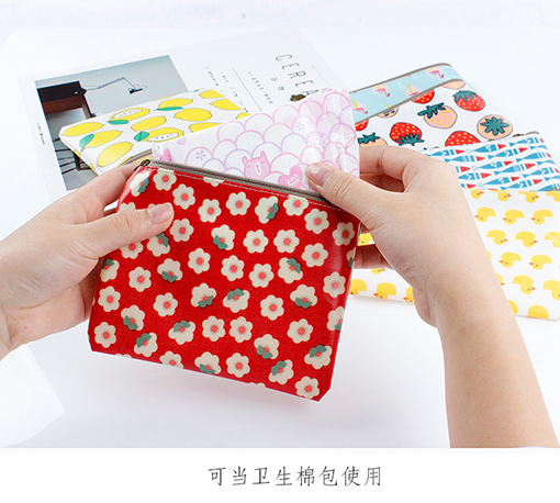 Ví tươi nhỏ nữ mini dễ thương đơn giản với khóa kéo túi tiền tay nhỏ túi vuông ví dài
