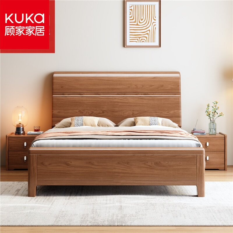Gujiashome 1.2m Single Bed Simple Chinese Style Walnut Wood Bed for Small Household 1.35m Bed Gujiashome 1.2m Single Bed Simple Chinese Style Walnut Wood Bed for Small Household 1.35m Bed