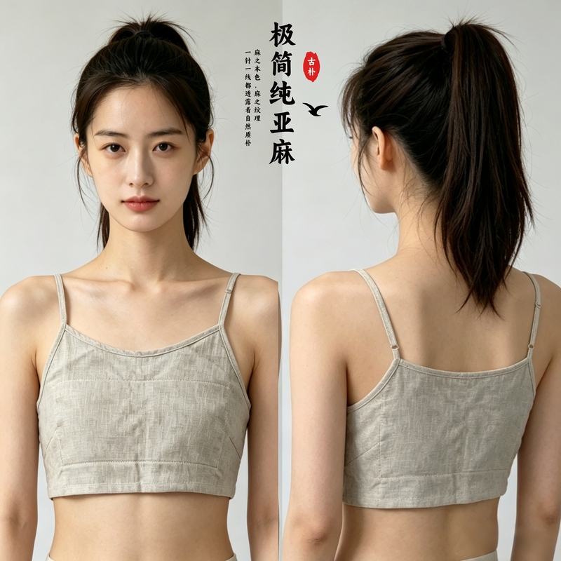 New Style! Versatile Camisole Bra! Super Comfortable French Linen Pure Linen Underwear Anti-Bump Underwear