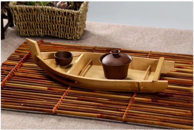 Sáng tạo Khay trà nhỏ bằng tre Kung Fu Bộ trà Loại lưu trữ nước Loại bàn trà Đĩa trà Quà tặng văn phòng Nhật Bản Khay trà cách nhiệt - Trà sứ