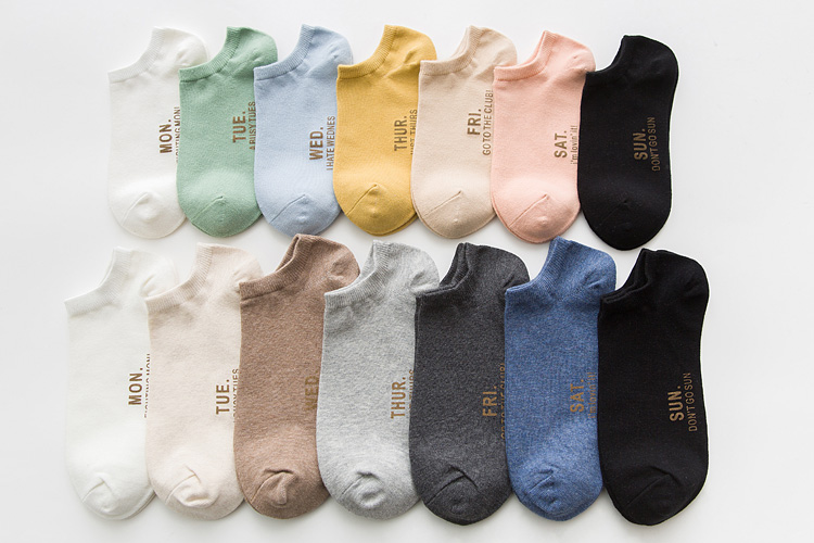 7 đôi túi quà, vớ cotton, đôi nam nữ, bảy ngày, vớ, chữ sáng tạo, vớ cotton, vớ thứ 7 vớ thể thao đẹp