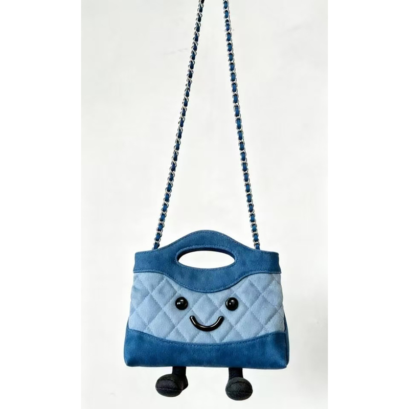Original Niche Design Diamond Pattern Elf Cute Smiley Face Doll Bag Plush Tote Bag Handbag Crossbody Bag