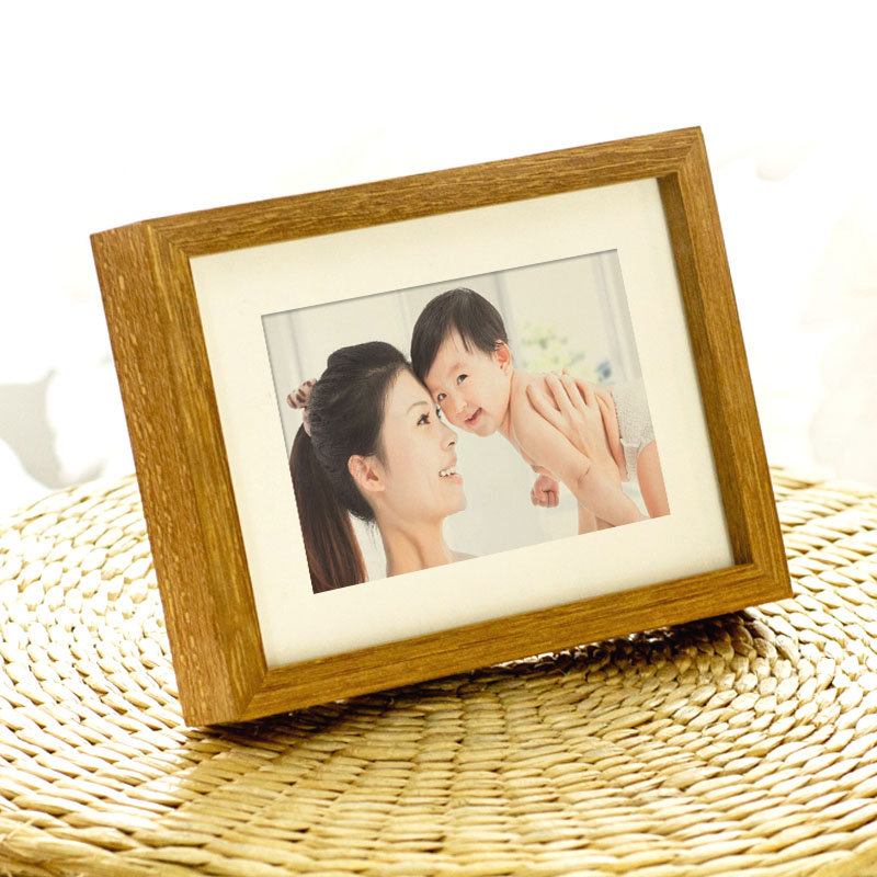 Teak wood photo frame table gift washing photo hanging wall wedding decoration simple narrow edge log picture frame mounting combination