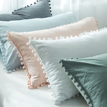 Pure white cotton pillowcase A pair of girls heart B & B apartment simple cotton couple pillow cover 48*74 single