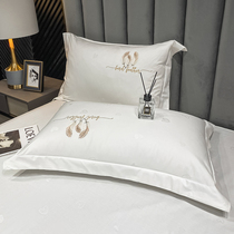 60 long-staple cotton pillowcases a pair of cotton white jacquard hotel B & B simple cotton cover 48*74cm2