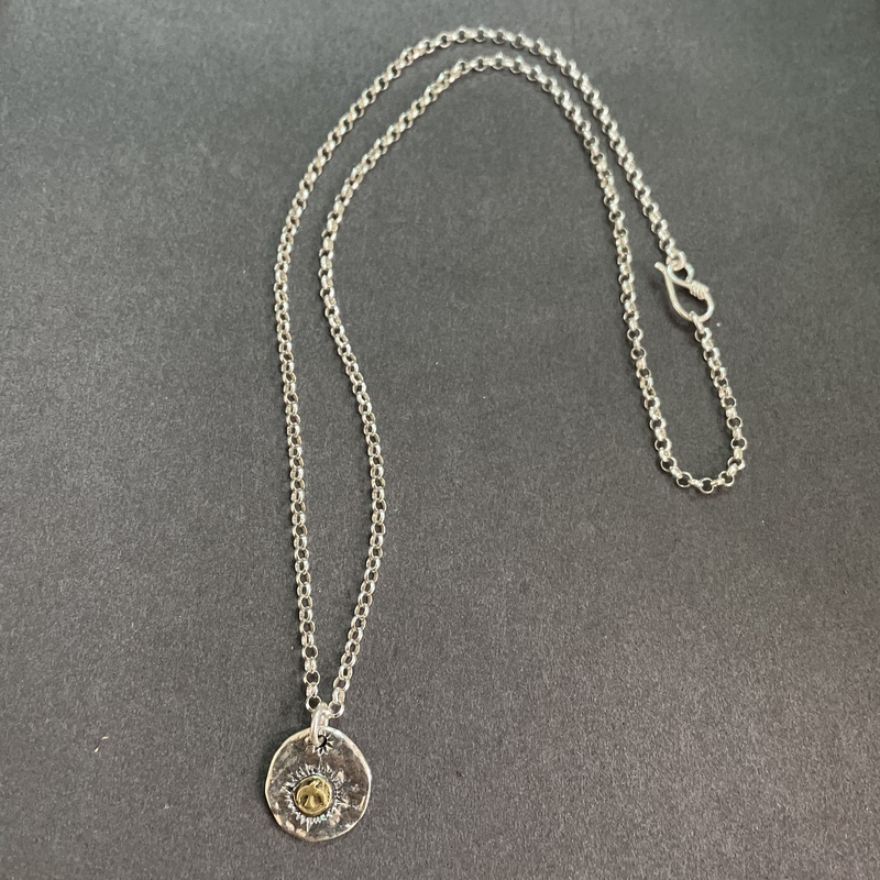 Japanese Takahashi Goro Silver Coin Necklace Handmade Hammered Irregular Coin O-Shaped Silver Chain Japanese Takahashi Goro Silver Coin Necklace Handmade Hammered Irregular Coin O-Shaped Silver Chain