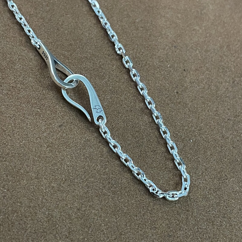Japanese Larry Smith Sterling Silver Necklace Cross Link Chain Fish Hook Clasp Vintage Chain Same Style as Shawn Yue