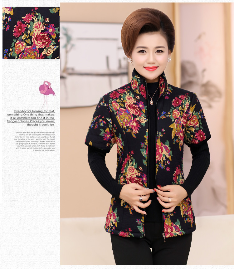 Áo mẹ cotton ngắn tay vest mùa thu và mùa đông vest cotton quần áo nữ cotton trung niên áo khoác cotton nữ nhà vest áo khoác trung niên