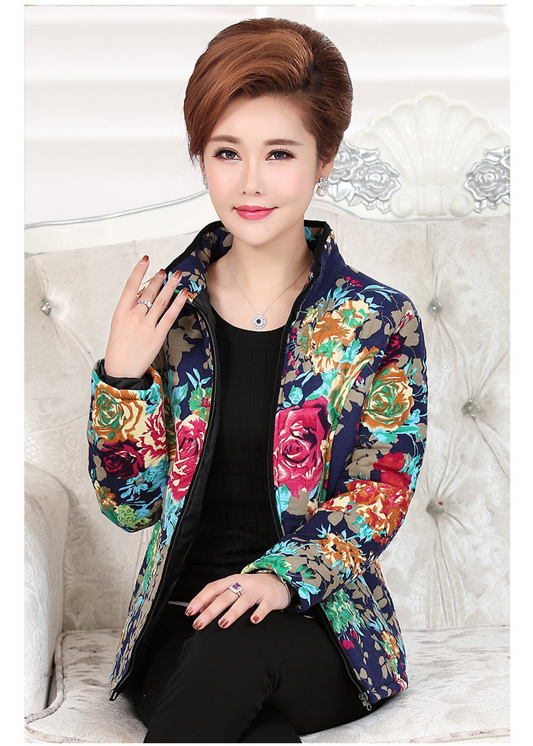 Áo khoác cotton cho phụ nữ trung niên và già mùa thu và mùa đông của mẹ mặc áo khoác cotton dày Áo khoác nữ nhỏ bằng vải cotton cỡ lớn quần áo cotton mỏng áo vest nữ trung niên